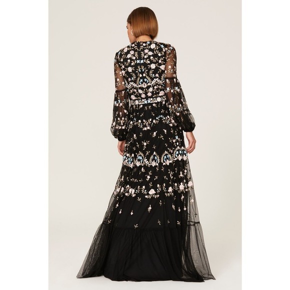 Mac Duggal Sequin Embroidered Gown Blouson Sleeves Size 12 NWT - Picture 6 of 13